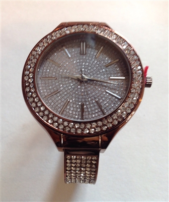 Copper tone watch with crystal embellishments