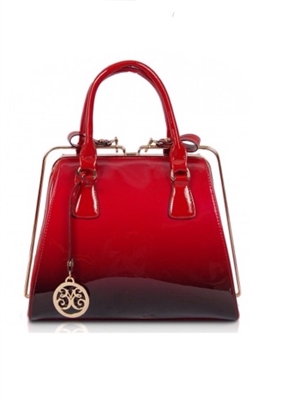 Red ombrÃ© framed satchel handbag