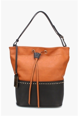 Brown and Black Bucket Bag