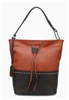 Deep Brown and Black Bucket Handbag