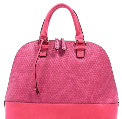 Fuchsia textured bowling style handbag