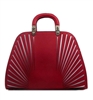 Red bowling style textured handbag