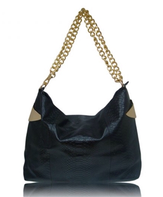 Black Snakeskin Hobo Bag