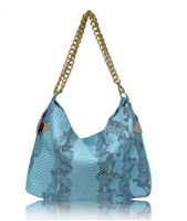 Blue Snakeskin Hobo Bag