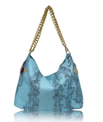 Blue Snakeskin Hobo Bag