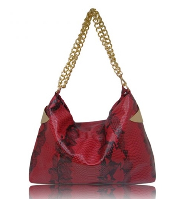 Red Hobo Snakeskin Handbag