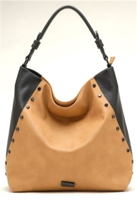 Tan and Black Hobo Handbag