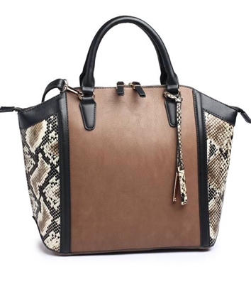 Python tote handbag with adjustable strap included