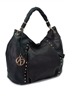 Flora Black hobo style handbag with studs and a longer strap included