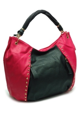 Flora  fuchsia and black hobo handbag