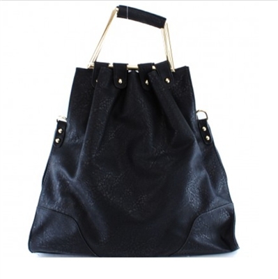 Black asymmetrical tote handbag