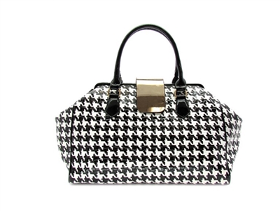 Houndstooth Satchel Handbag