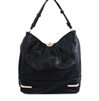 Large black handbag with gold hardware