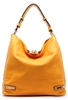 Large orange handbag with gold hardware