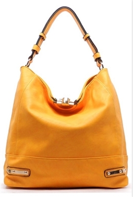 Large tangerine handbag with gold tone hardware