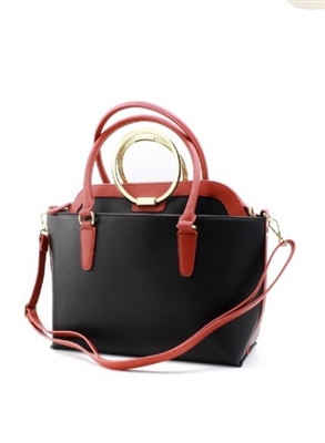 Black tote handbag