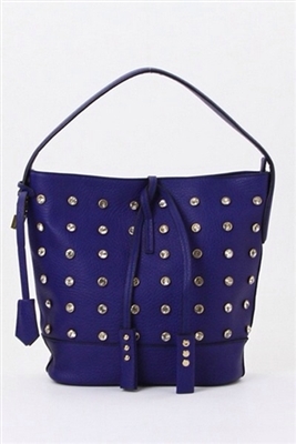 Blue bucket style handbag