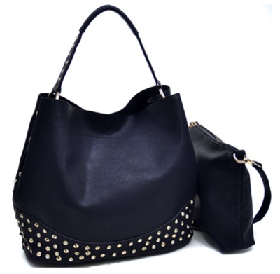 Black tote handbag with rhinestones, 10" bag and a longer strap included