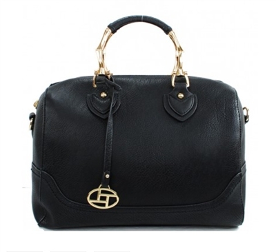 Black barrel satchel with longer strap included