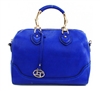 Blue barrel satchel with longer strap included