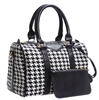 Houndstooth barrel satchel